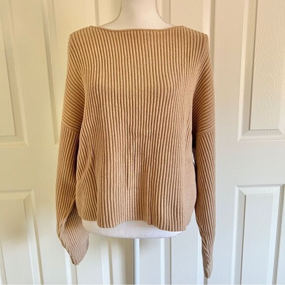 Lunya Cozy Cotton Silk Reversible Pullover in Tranquil Tan Medium MSRP $258 - Picture 3 of 11